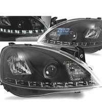 FARI PER OPEL CORSA C 00-06 LUCE DIURNA A LED NERI