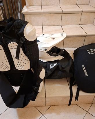 kit protezioni  motocross/enduro e casco Nolan N53