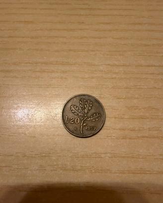 Moneta 20 lire del 1957