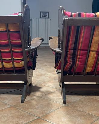 poltroncine in legno massello e seduta  in stoffa