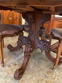 Tavolo e sedie neo barocco anni ‘70