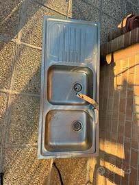 Lavello cucina inox 2 vasche 116x50 con rubinetto