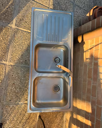 Lavello cucina inox 2 vasche 116x50 con rubinetto