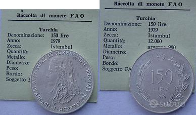 150 LIRE ARGENTO FAO ANATOLIA ISTAMBUL CIBO RARA