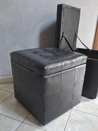 Pouf Contenitore in pelle nera