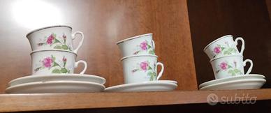 6 Tazzine bianche e rosa Vintage