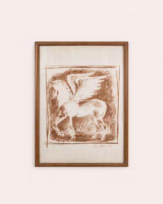 Litografia Cavallo Alato di Peter Hoffer, 1957