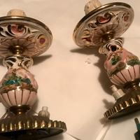 Coppia di abat-jour antiche ceramica con puttini