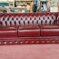 Chester 3 posti LETTO in pelle vintage lucida wine