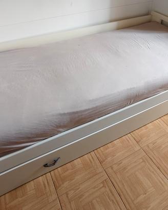 Letto Singolo Bianco + Seconda Rete a canguro 