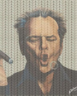 ritratto di Jack Nicholson su lastra in alluminio