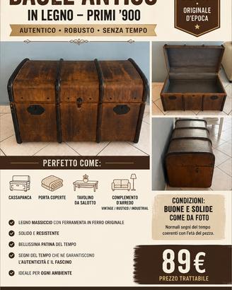 Baule antico in legno primi ’900