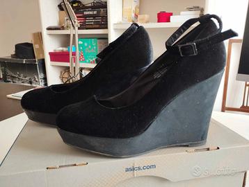 Scarpe d collet zeppe velluto H M nero N 38 Abbigliamento e