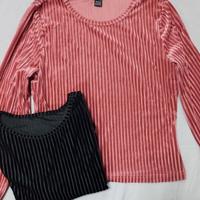 Maglietta a costine rosa antico o nera