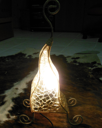 Lampada etnica in vetro trasparente