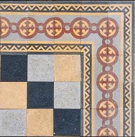 Pavimentazione a scacchi in graniglie d'epoca