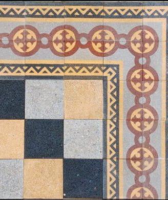 Pavimentazione a scacchi in graniglie d'epoca