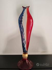 Vaso SIRENA blu rosso LA MURRINA - vetro murano