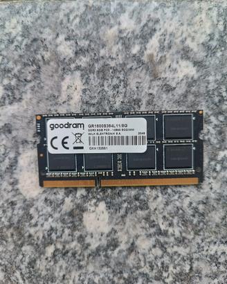 RAM per notebook 8gb ddr3 12800