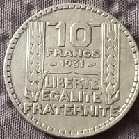 moneta 10 franchi 1931 francesi Argento 