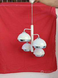 Lampadario anni 70' bianco 4 luci funzionante
