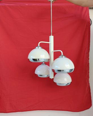 Lampadario anni 70' bianco 4 luci funzionante