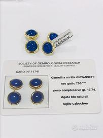 Gemelli oro 18KT con agata blu Giovannetti (P)