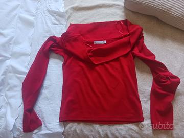 Maglietta M/L rossa collo barca Stradivarius tg.S