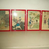 4 quadretti di ambiente giapponese incorniciati