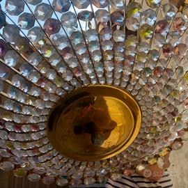 Lampadario ottone e cristalli 1950