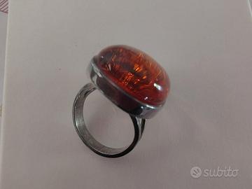 Anello argento e ambra