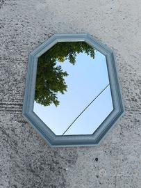 Specchio ottagonale vintage in legno