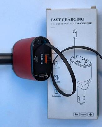 Nuovissimo. Caricabatteria da Auto,cavi Retrattili