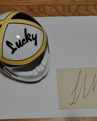 Raro posacenere casco Lucchinelli e autografo.