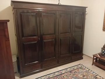 armadio 4 ante legno massello