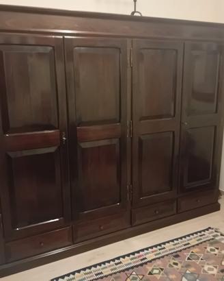 armadio 4 ante legno massello