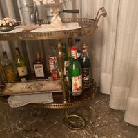 Carrello d’epoca, porta liquori in ottone