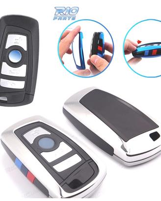 CUSTODIA COVER CHIAVE BMW QUADRATA CROMATA E NERA