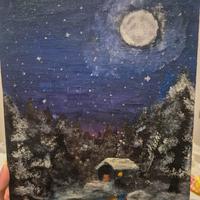 Quadro realizzato a mano- Notte innevata