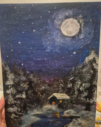 Quadro realizzato a mano- Notte innevata