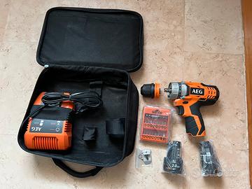 AEG 12V Trapano Avvitatore NUOVO 2 Batterie+Kit