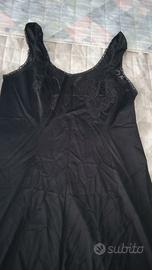 Camicia da notte in  raso e pizzo nera