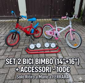 Set 2 Bici Bimbo (14"+16") + Barre e Rotelline

