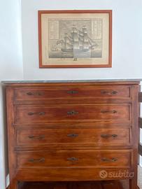 Cassettone Liberty in legno con piano in marmo