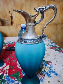Coppia di Brocche Vintage in Vetro Satinato 