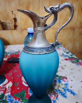 Coppia di Brocche Vintage in Vetro Satinato 