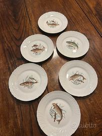 Set 6 piatti Richard Ginori decorati pesci