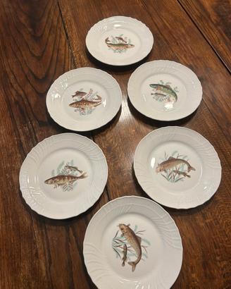 Set 6 piatti Richard Ginori decorati pesci