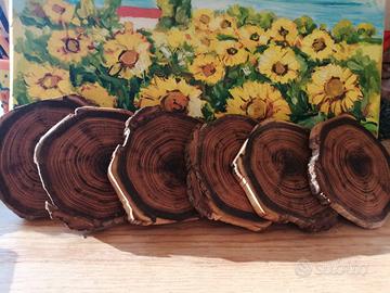 set di 6 sottobicchieri in legno di rubinia 