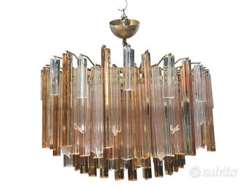 grande lampadario design anni 60 triedri murano